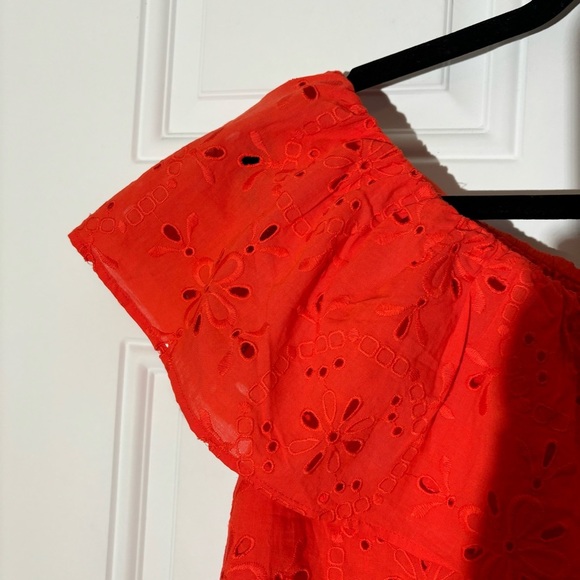 ❤️2/$15 or 3/$26❤️ Ann Taylor Orange Eyelet Embroidered Top, Size XS - Picture 4 of 6